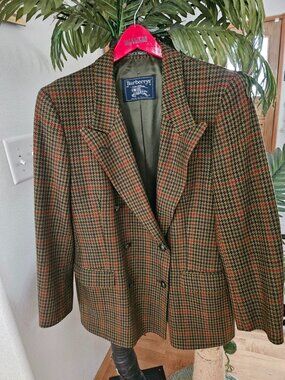Vintage Burberry Cashmere Plaid Blazer